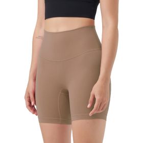 Women\'s High Waist Biker Shorts Tummy Control Pants Athletic Leggings Spandex Booty Shorts with 6.3In Inseam No Front Seam for Workout Yoga Running V (Option: Coffee_M)