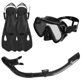 Snorkeling Gear Mask Fin Snorkel Set with Diving Mask Dry Top Snorkel Adjustable Swim Fins for Swimming Snorkeling Travel Diving (Option: L - XL_Black)