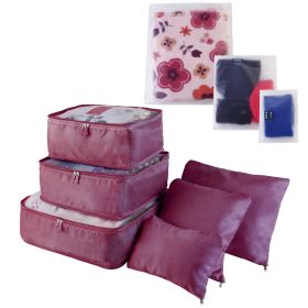 9Pcs Clothes Storage Bags Water-Resistant Travel Luggage Organizer Clothing Packing Cubes for Blouse Hosiery Stocking Underwear (Option: Burgundy)
