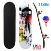 31x8in Skateboards Complete Standard Skate Boards For Girls Boys Beginner 9 Layers Maple Concave Skateboard For Kids Youth Teens
