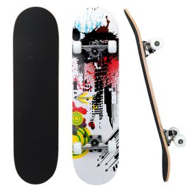 31x8in Skateboards Complete Standard Skate Boards For Girls Boys Beginner 9 Layers Maple Concave Skateboard For Kids Youth Teens (Option: CityMusic)