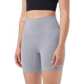 Women\'s High Waist Biker Shorts Tummy Control Pants Athletic Leggings Spandex Booty Shorts with 6.3In Inseam No Front Seam for Workout Yoga Running V (Option: Grey_S)