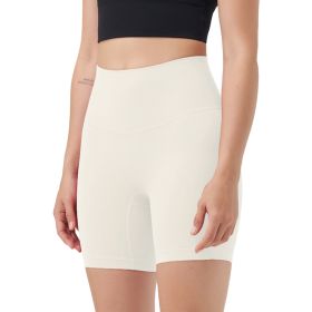 Women\'s High Waist Biker Shorts Tummy Control Pants Athletic Leggings Spandex Booty Shorts with 6.3In Inseam No Front Seam for Workout Yoga Running V (Option: Ivory_S)
