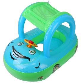 Baby Inflatable Pool Float Car Shaped Toddler Swimming Float Boat Pool Toy Infant Swim Ring Pool with Sun Protection Canopy for 1-3 Year-Old Kids Infa (Option: LightBlue)